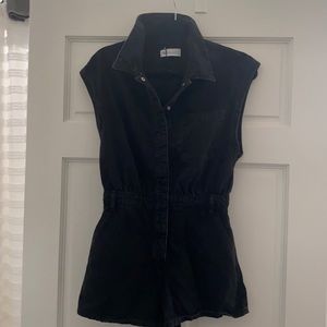 Black denim romper